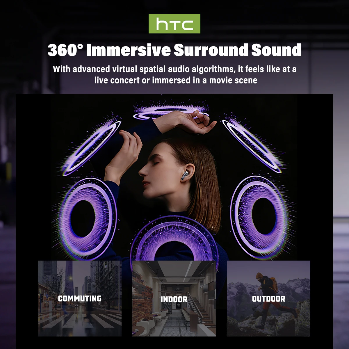 HTC NE70 Wireless Bluetooth Headphones with AI Translator - Image 4